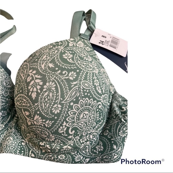 𝅺leonisa green and white padded bra 34B - Picture 4 of 9